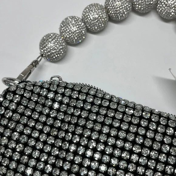 Urban Expressions Rhinestone Embellished Silver Bag NWT - Picture 3 of 13